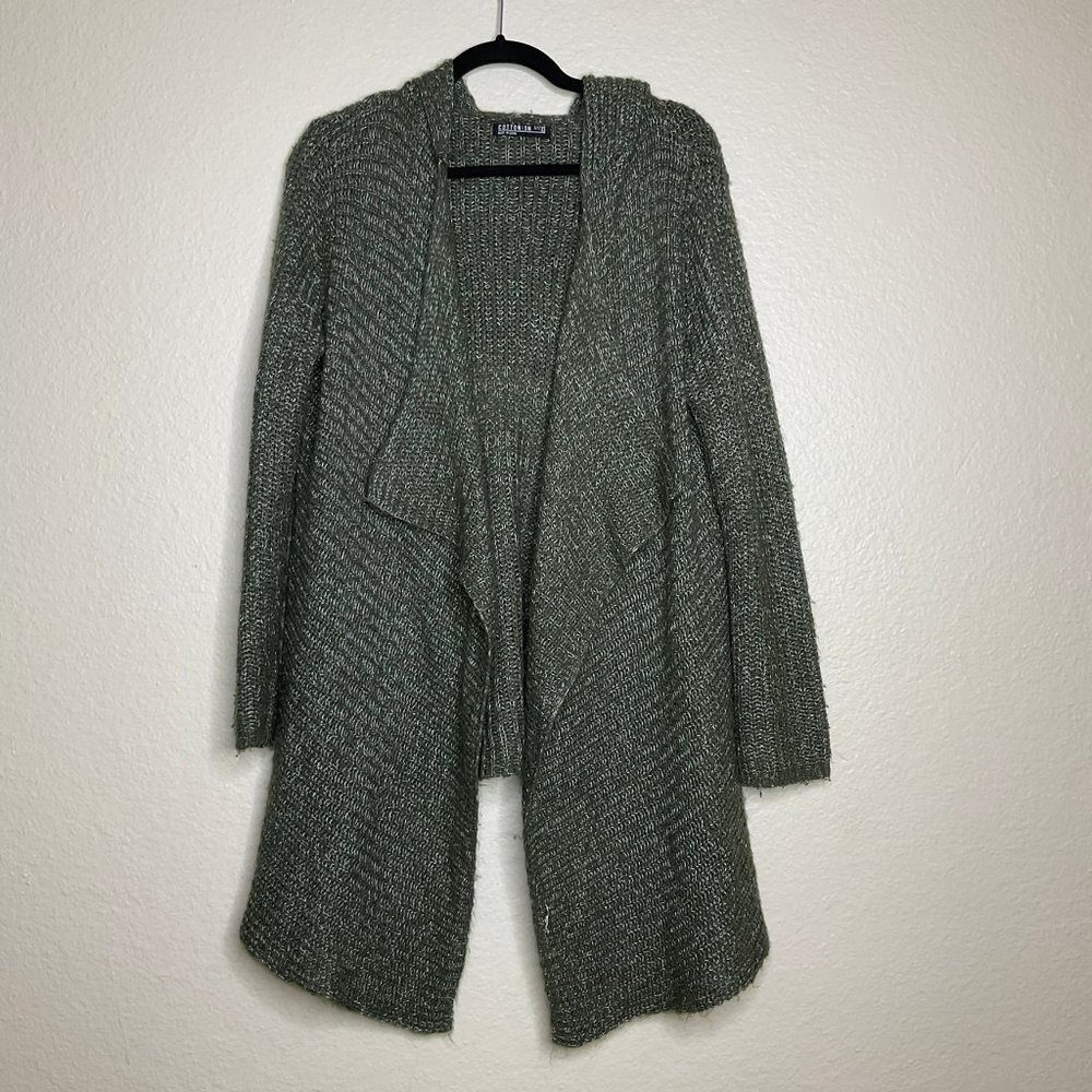 Cotton On Green Hooded Knit Cardigan Size XS